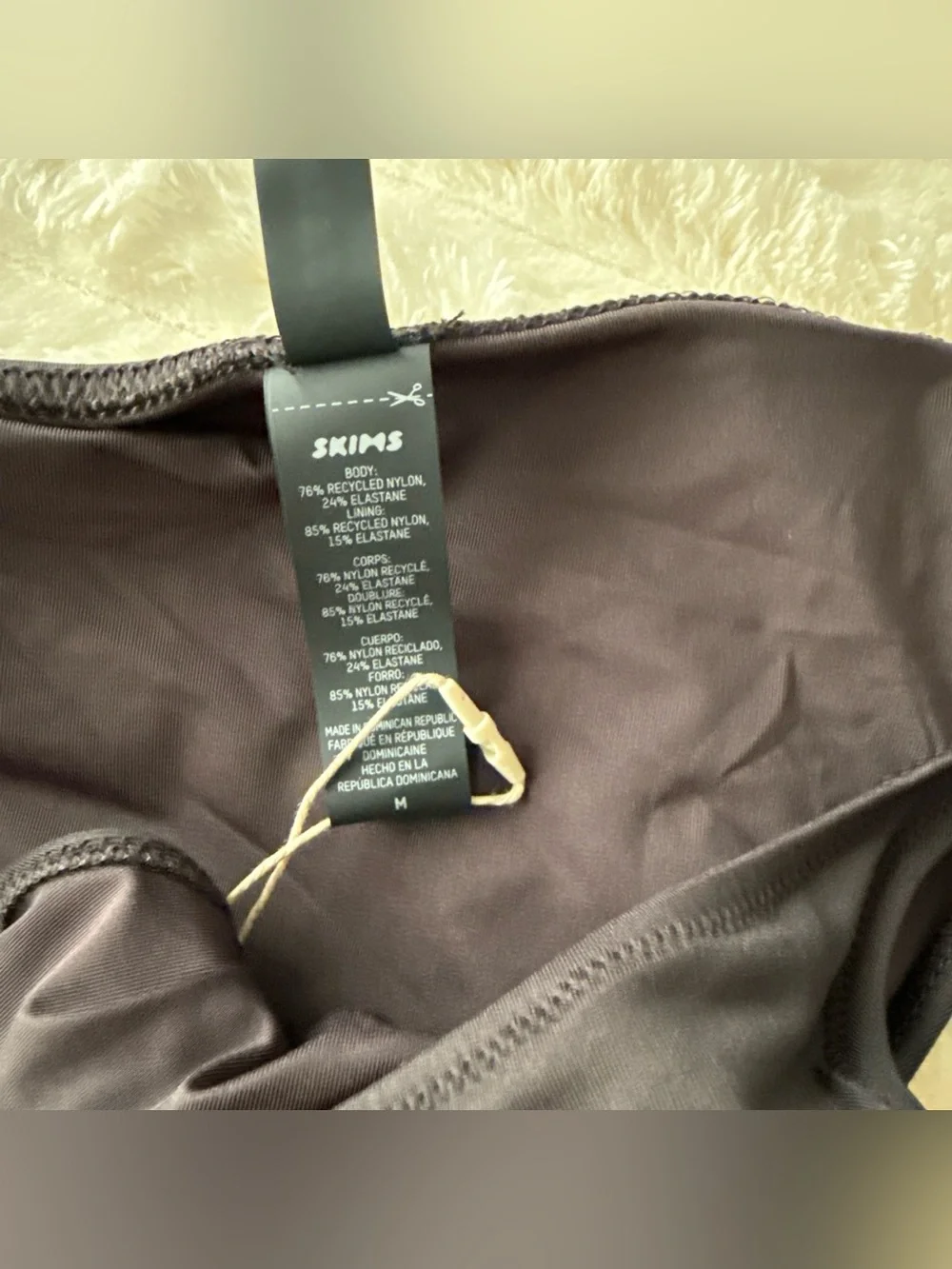 NWT SKIMS Onyx Tie Side Bikini Bottoms Size M Minimal Adjustable Swimwear